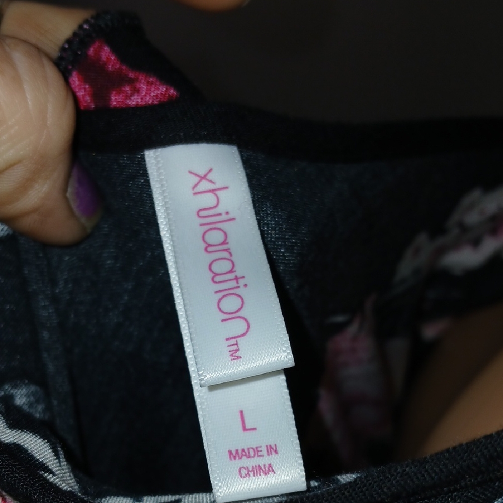 Xhilaration Black and Pink Floral Jumpsuit - Picture 2 of 11